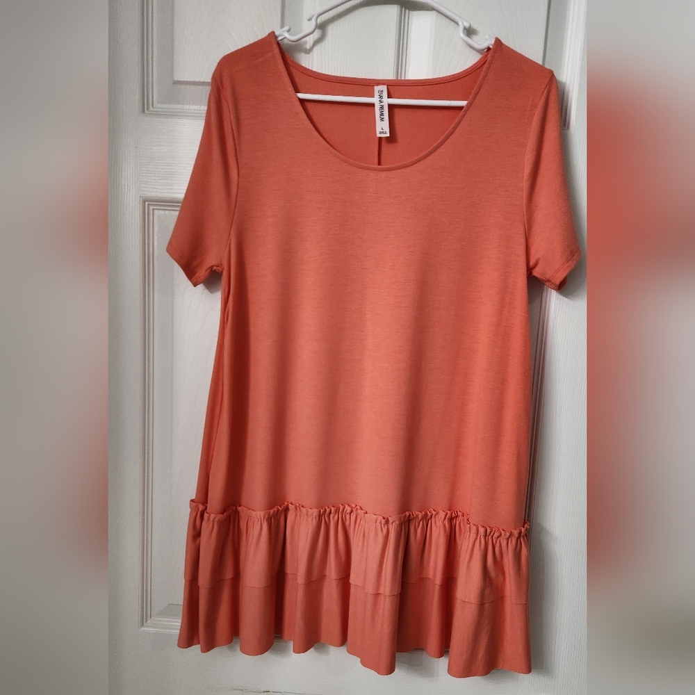 Zenana Premium Peach Ruffle Hem Tunic